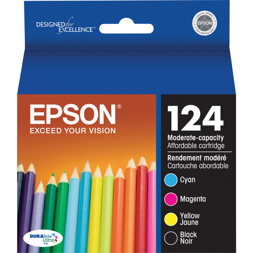 Epson T124120-BCS 124 Combo-Pack Moderate Capacity Ink Cartridges (Cyan, Magenta, Black, Yellow)