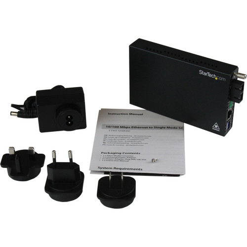 StarTech ET90110SM302 10/100 Mb/s Single Mode Fiber Media Converter SC (Black)