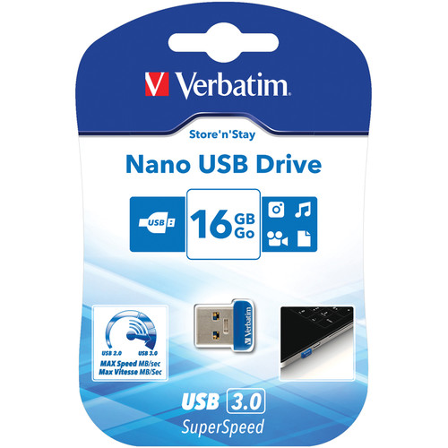 Verbatim 16GB Store 'n' Stay Nano USB 3.0 Flash Drive (Blue)