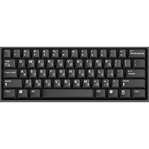 Tech Advancement Keyboard Stickers (Hebrew, Transparent Keys/White Letters)
