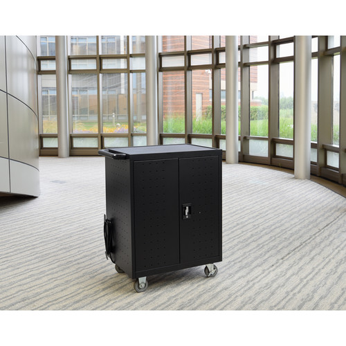 Luxor LLTP32-B - 32 Laptop/Chromebook Charging Cart with Timer (Black)