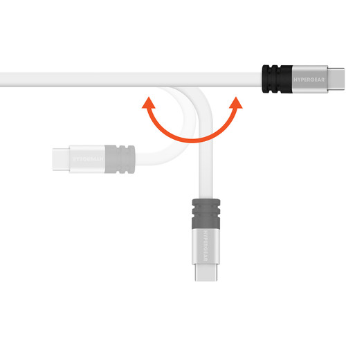 HyperGear Flexi USB 2.0 Type-A to USB Type-C Charge & Sync Flat USB Cable (6', White)