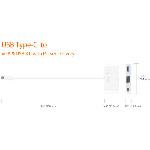 j5create USB 3.1 Gen 1 Type-C to VGA & USB 3.1 Gen 1 Hub with Power Delivery