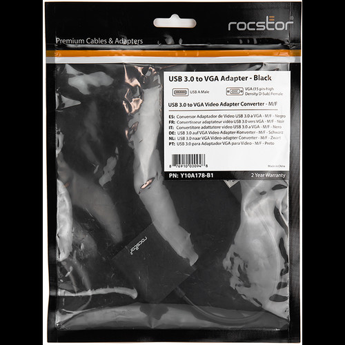 Rocstor USB Type-A 3.0 Male to VGA Female Adapter Cable (6')