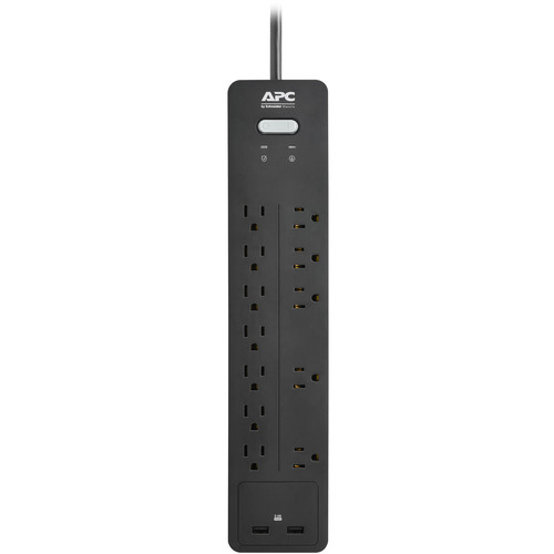 APC Home Office SurgeArrest 12-Outlet Surge Protector with USB Charging (6', 120V, Black)