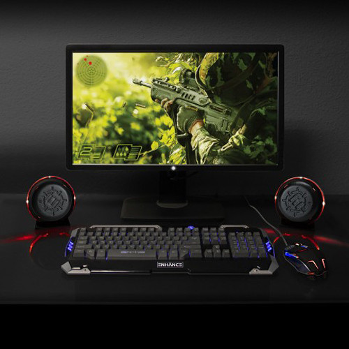 Enhance USB LED Gaming Speakers (Red)