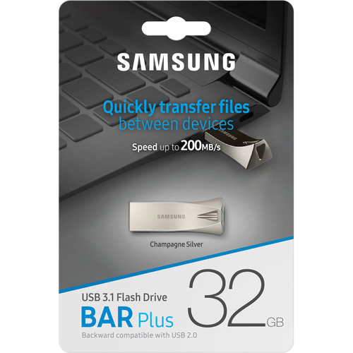 Samsung 32GB USB 3.1 Gen 1 BAR Plus Flash Drive (Silver)
