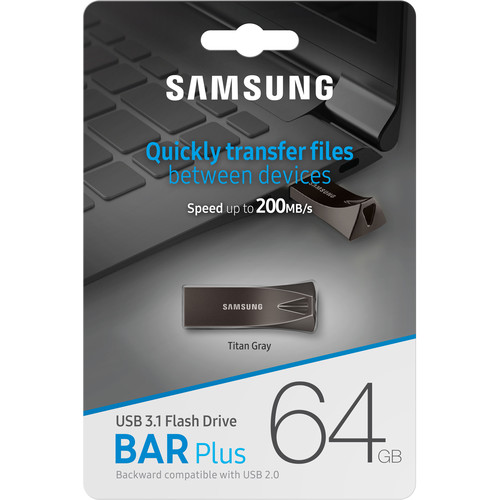 Samsung 64GB USB 3.1 Gen 1 BAR Plus Flash Drive (Titan Gray)