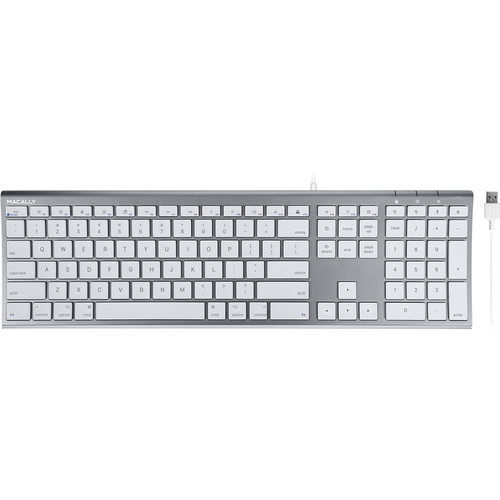 Macally Ultra Slim USB Wired Keyboard (Space Gray)
