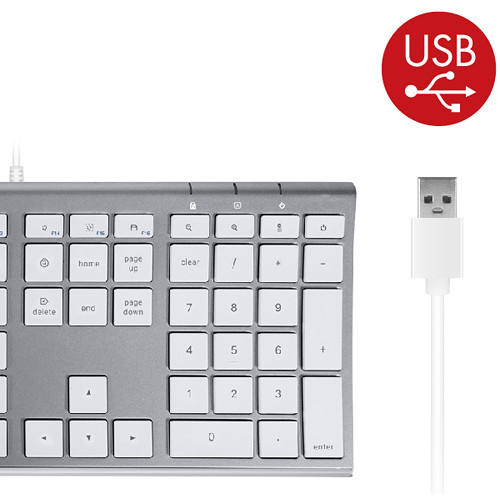 Macally Ultra Slim USB Wired Keyboard (Space Gray)