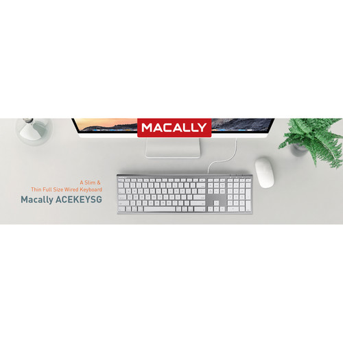Macally Ultra Slim USB Wired Keyboard (Space Gray)