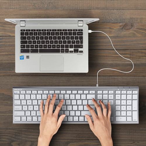 Macally Ultra Slim USB Wired Keyboard (Space Gray)