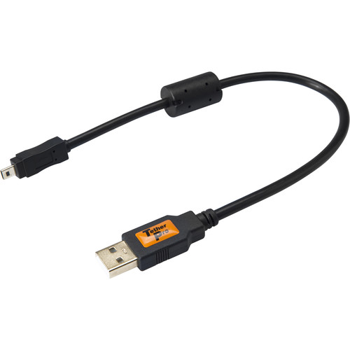 Tether Tools TetherPro USB 2.0 Type-A Male to Mini-B Male Cable (1', Black)