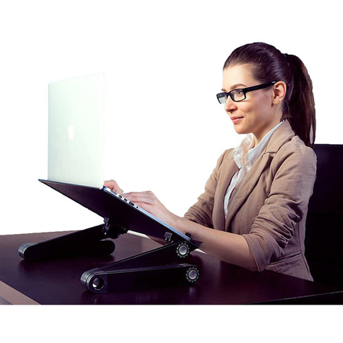 Uncaged Ergonomics WorkEZ Executive Laptop Stand with 3 USB Ports and 2 Cooling Fans (Black)