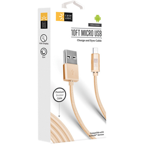 Case Logic Braided Micro-USB to USB Type-A Cable (10', Gold)