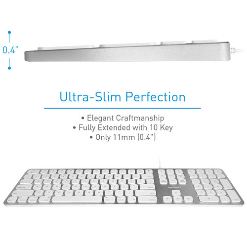 Macally Slim USB Wired Keyboard with 2 USB Ports