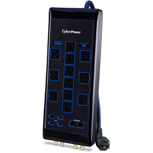 CyberPower HT1206UC2 12-Outlet Premium Surge Protector (Black)