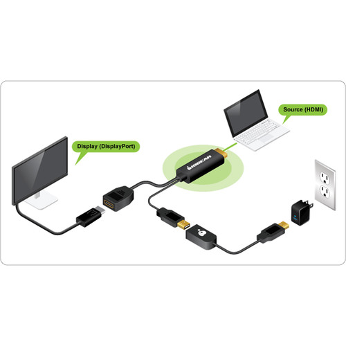 IOGEAR 4K 30 Hz HDMI Male to DisplayPort Female Adapter Cable