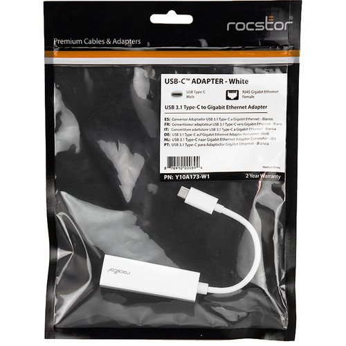 Rocstor USB-C to Gigabit Network Adapter (White)