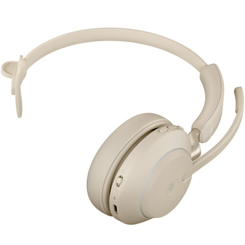 Jabra Evolve2 65 Mono Wireless On-Ear Headset (Unified Communication, USB Type-C, Beige)