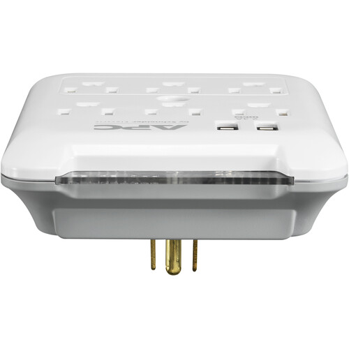 APC Essential SurgeArrest 6-Outlet Wall-Tap Surge Protector with 5V 2.4A USB Ports (120V, White)