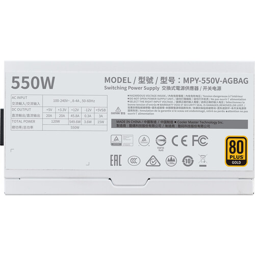 Cooler Master V550 Gold V2 550W 80 PLUS Gold Modular Power Supply (White)