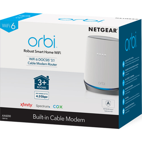Netgear Orbi CBR750 AX4200 Wireless Tri-Band Gigabit Cable Modem Router