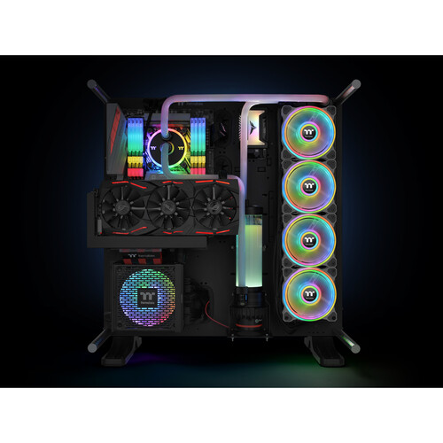 Thermaltake Riing Quad 12 RGB 120mm PWM Radiator Fan TT 3-Pack (White)