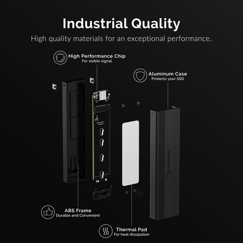 Sabrent USB 3.2 Type-C Tool-Free Enclosure for M.2 PCIe NVMe and SATA SSDs