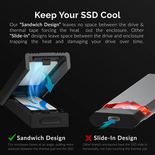 Sabrent USB 3.2 Type-C Tool-Free Enclosure for M.2 PCIe NVMe and SATA SSDs