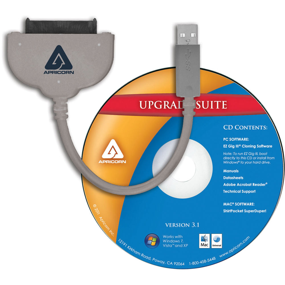 Apricorn SATA Wire 3.0 Notebook Hard Drive Upgrade Kit with USB 3.1 Gen 1 Connection