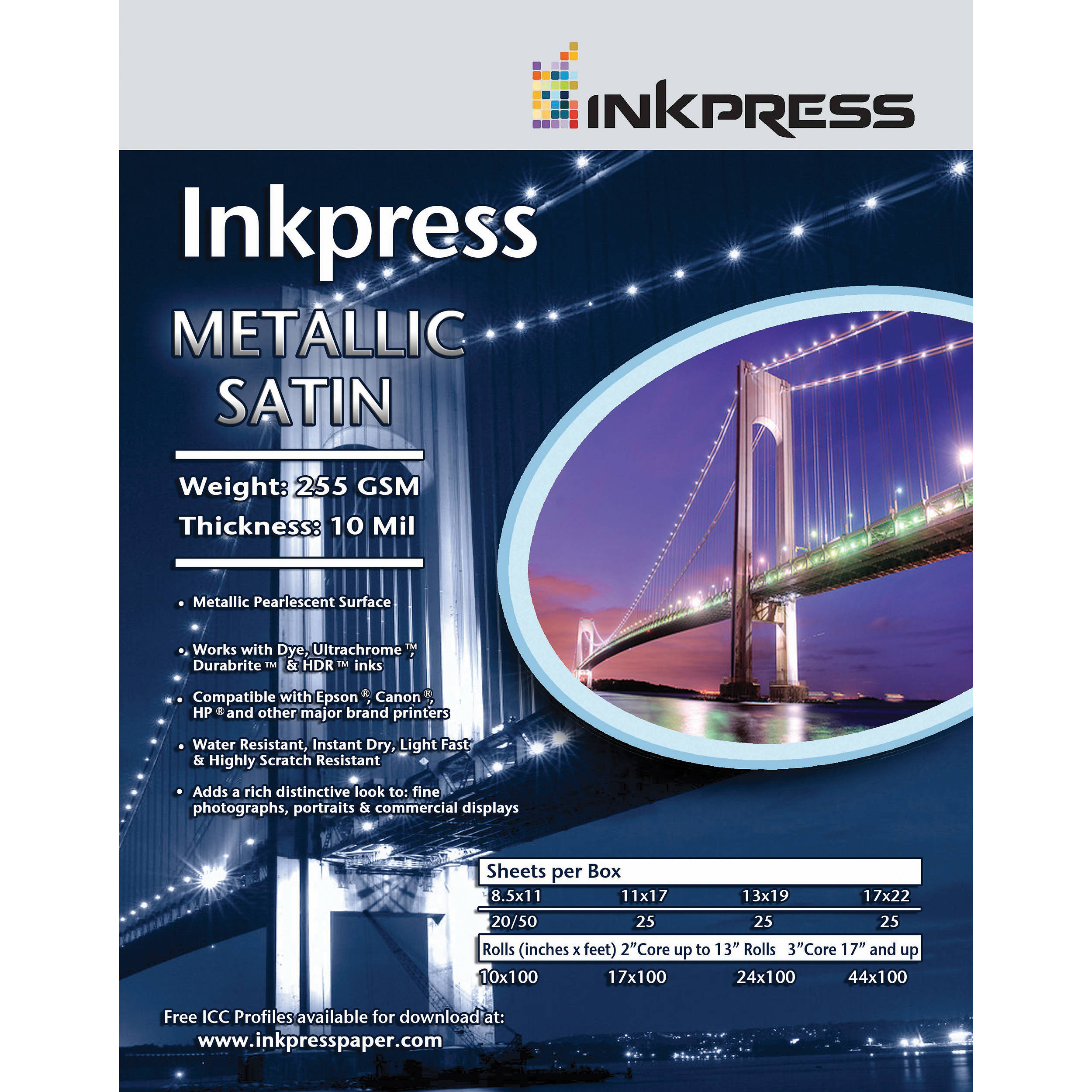 Inkpress Media Metallic Satin Printing Paper (13 x 19", 25 Sheets)