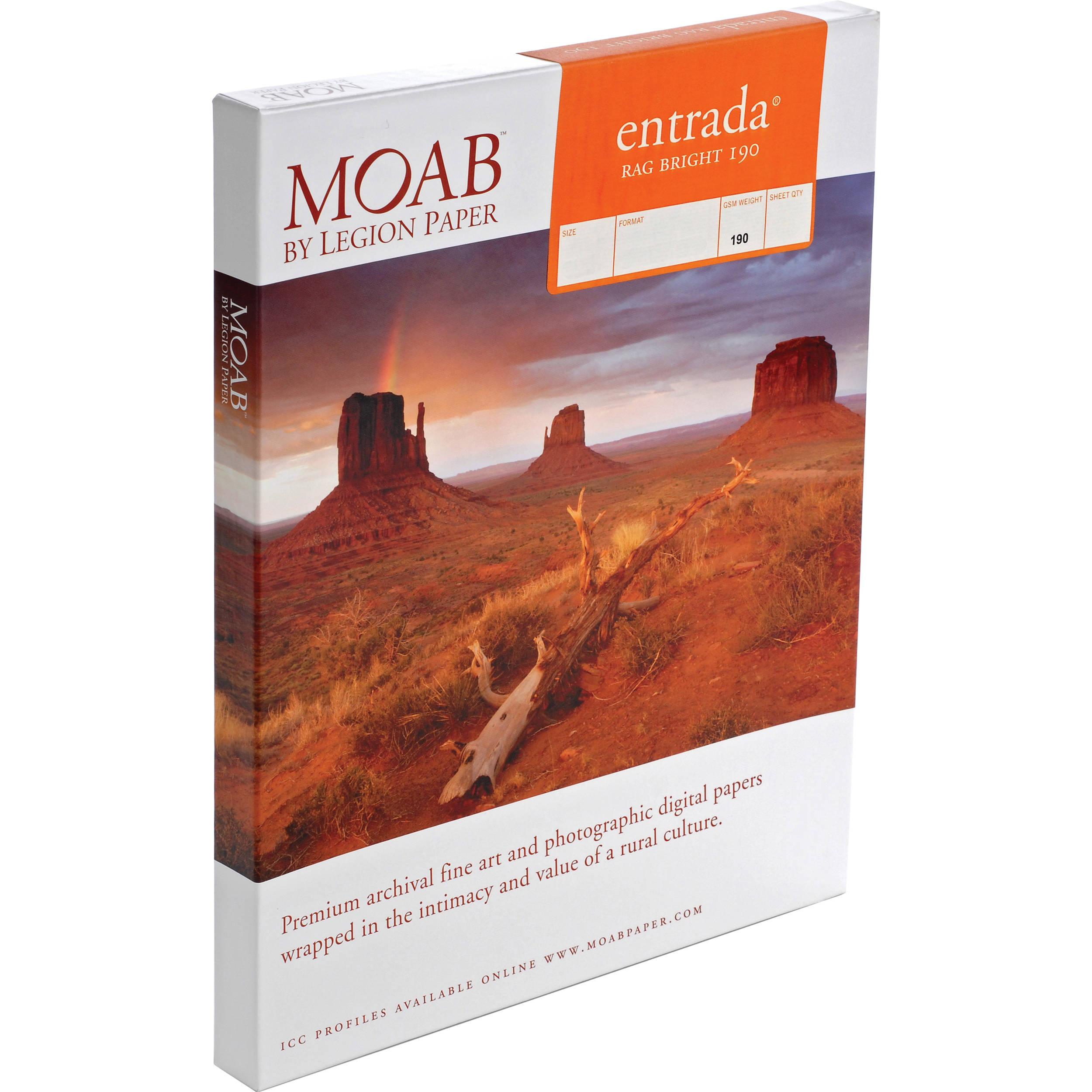 Moab Entrada Rag Bright 190 (Scored, Matte, 7 x 10", 250 Sheets)
