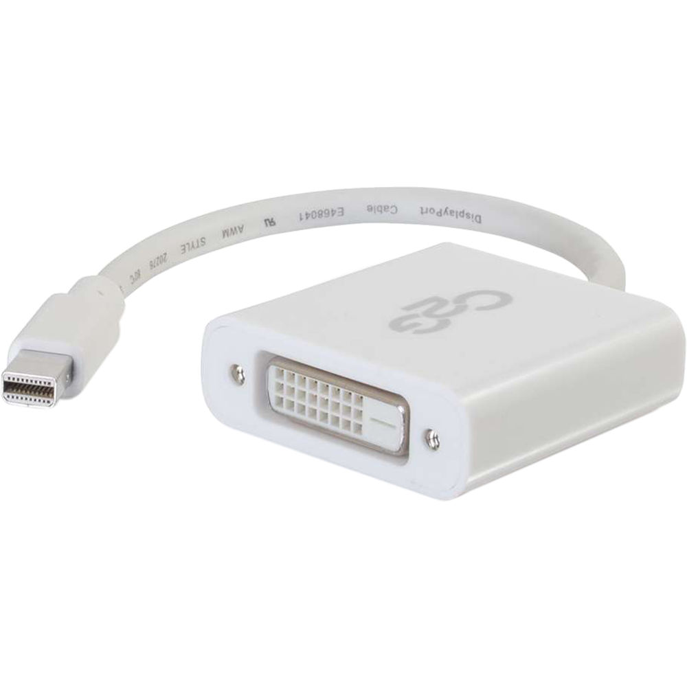 C2G Mini DisplayPort to DVI-D Active Adapter Converter (8", White)