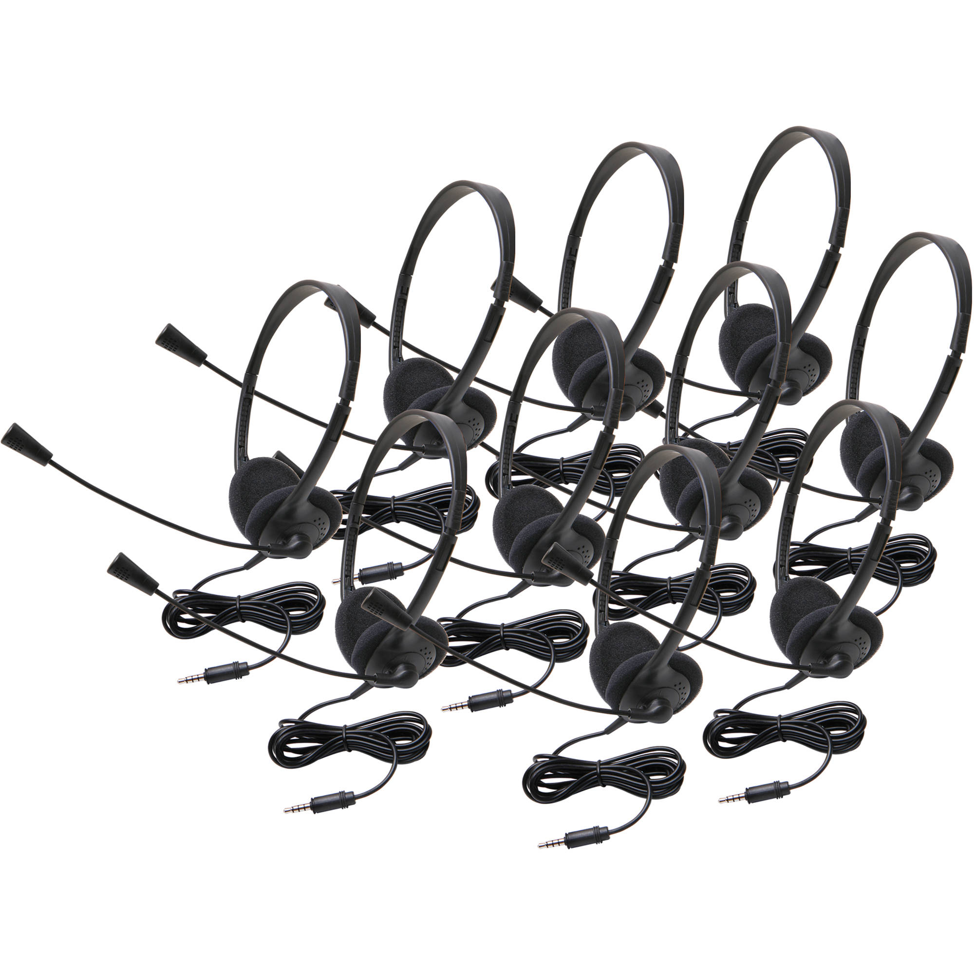 Califone 3065AVT-10L Lightweight Personal Multimedia Stereo Headset (3.5mm To Go Plug, Pack of 10)