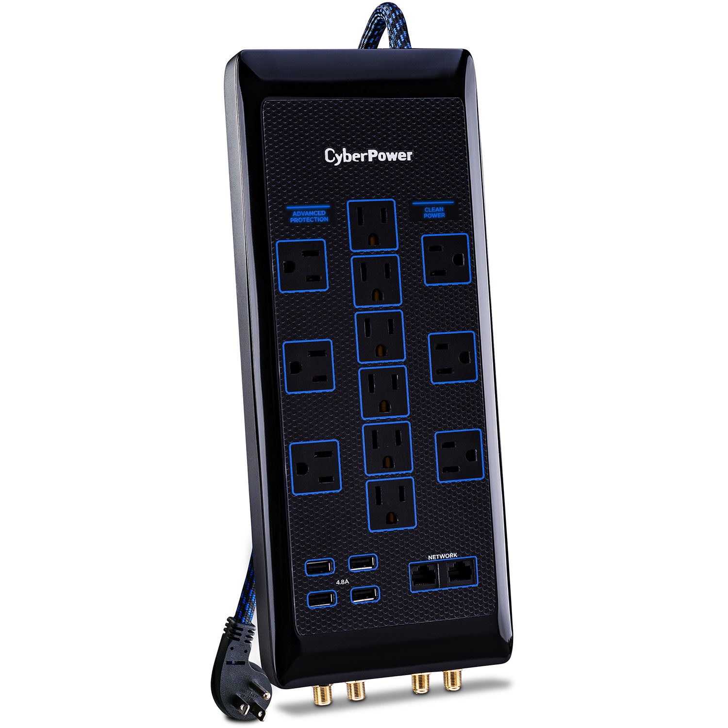CyberPower HT1206UC2 12-Outlet Premium Surge Protector (Black)