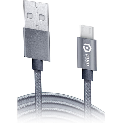 POM GEAR Charge2Go Micro-USB Type-B Male to USB Type-A Male Charging Cable (10', Gunmetal)