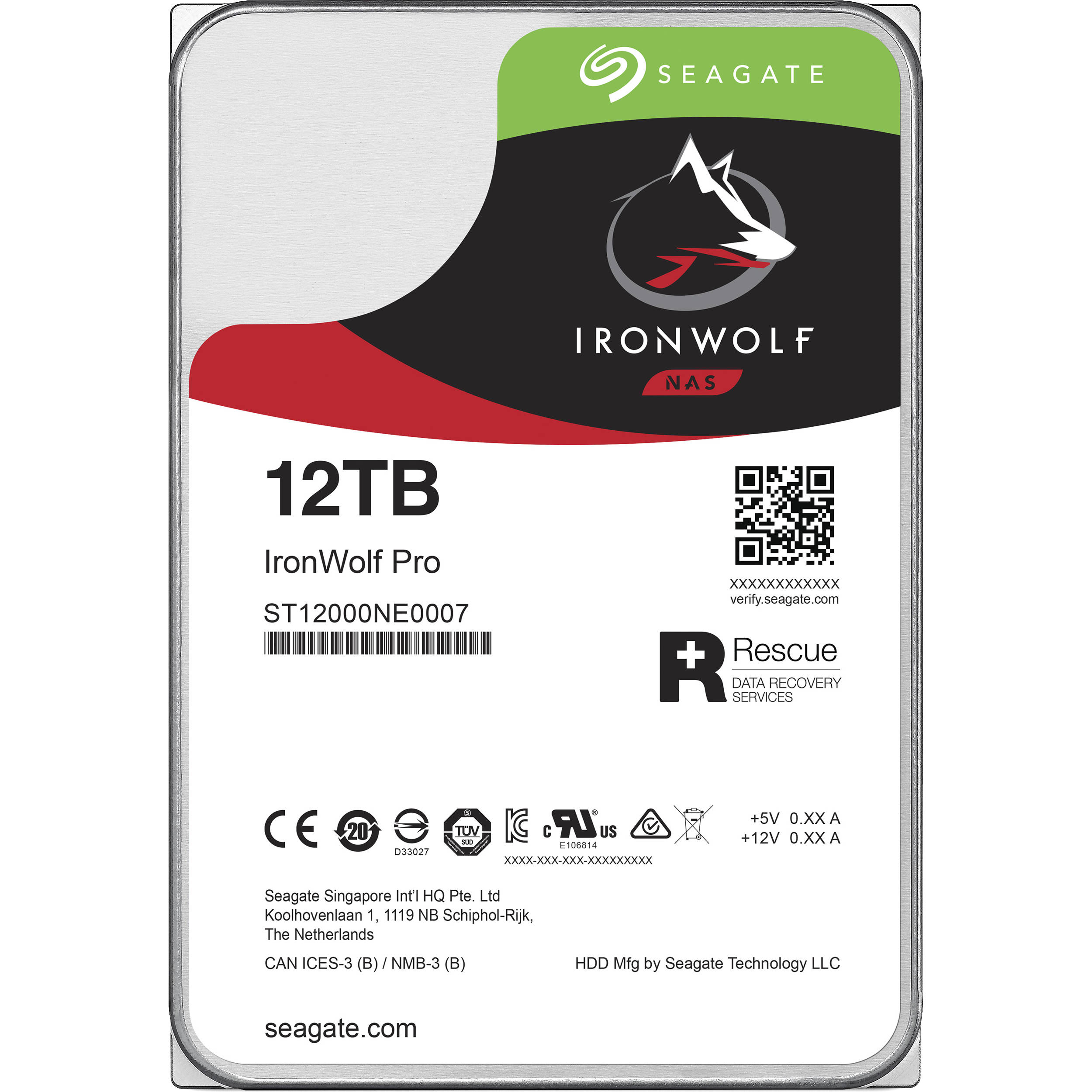 Seagate 12TB IronWolf Pro 7200 rpm SATA III 3.5" Internal NAS HDD (CMR)