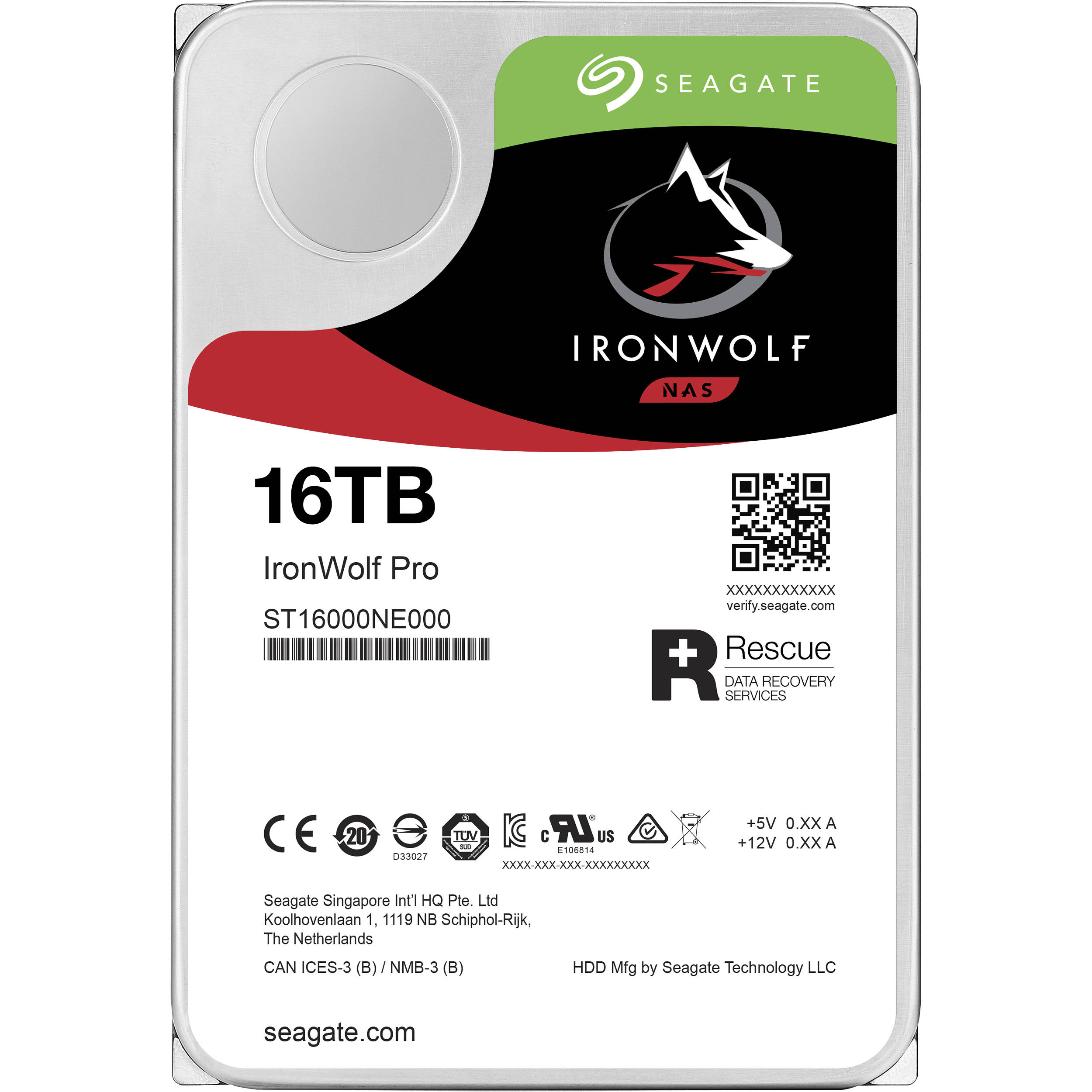 Seagate 16TB IronWolf Pro 7200 rpm SATA III 3.5" Internal NAS HDD (CMR, Retail)